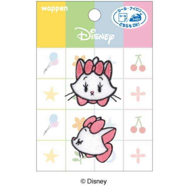 【1000円以上お買い上げで送料無料♪】ディズニー ワッペン マリー ワンポイント 目印 シール アイロン 両用タイプ かわいい キャラクター - メール便発送