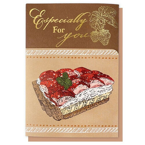 【1000円以上お買い上げで送料無料♪】いのうえ彩 バースデーカード デザート タルト 三つ折り 金箔押し..