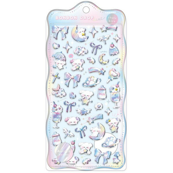 【送料無料】ボンボンドロップシール churukira わんわんボンボン オーロラ キラキラ ワンコ 犬 SNS 話題 かわいい クーリア - メール便発送