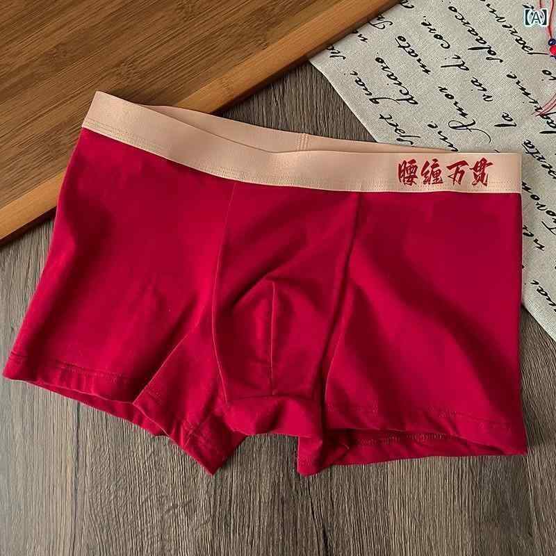 パンツ メンズ 男性用 下着 ボクサーパンツ 綿 ローライズ 通気 快適 縁起柄 L XL 2XL 3XL 4XL