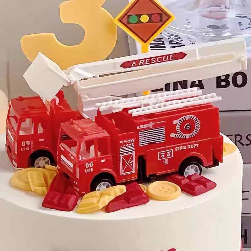 ケーキトッパー 子供 男の子 消防車 消防士 テーマ 誕生日 パーティー デコレーション ケーキ 装飾(x2)
