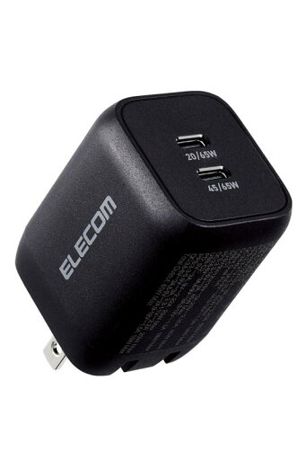 エレコム 充電器 Type-C 2ポート 65W USB PD対応 PPS対応 QC3.0対応 Magsafe3対応 折りたたみ式プラグ GaN採用 【 iPhone16 iPad Macbook Air Windows PC など対応】 ブラック AC エレコム 充電器 Type-C 2ポート 65W USB PD対応 PPS対応 QC3.0対応 Magsafe3対応 折りたたみ式プラグ GaN採用 【 iPhone16 iPad Macbook Air Windows PC など対応】 ブラック AC