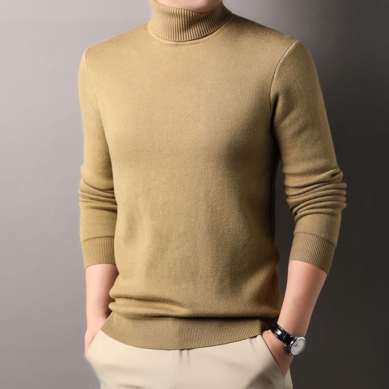 ニット メンズ 男性用 タートルネック セーター ウール 混紡 ビジネス カジュアル トップス 防寒 暖か 厚手 秋冬 白 杏色 オレンジ 黄色 黒(x2)