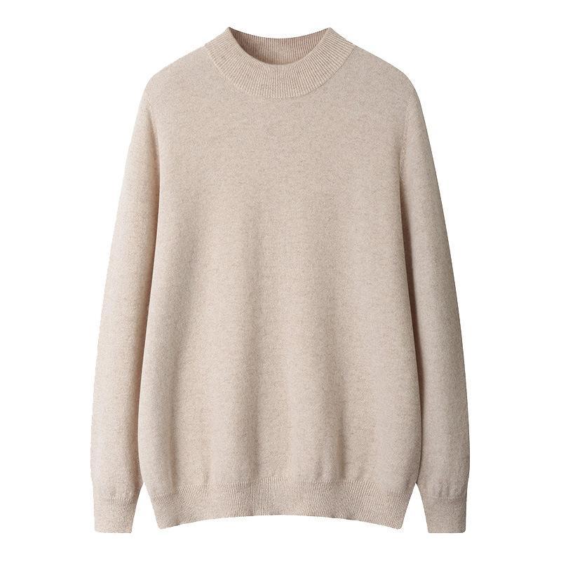 ニット メンズ 男性用 セーター ウール 混紡 長袖 半ハイネック プルオーバー 無地 ゆったり ビジネス 秋冬 白 ベージュ グレー ブルー ネイビー レッド...