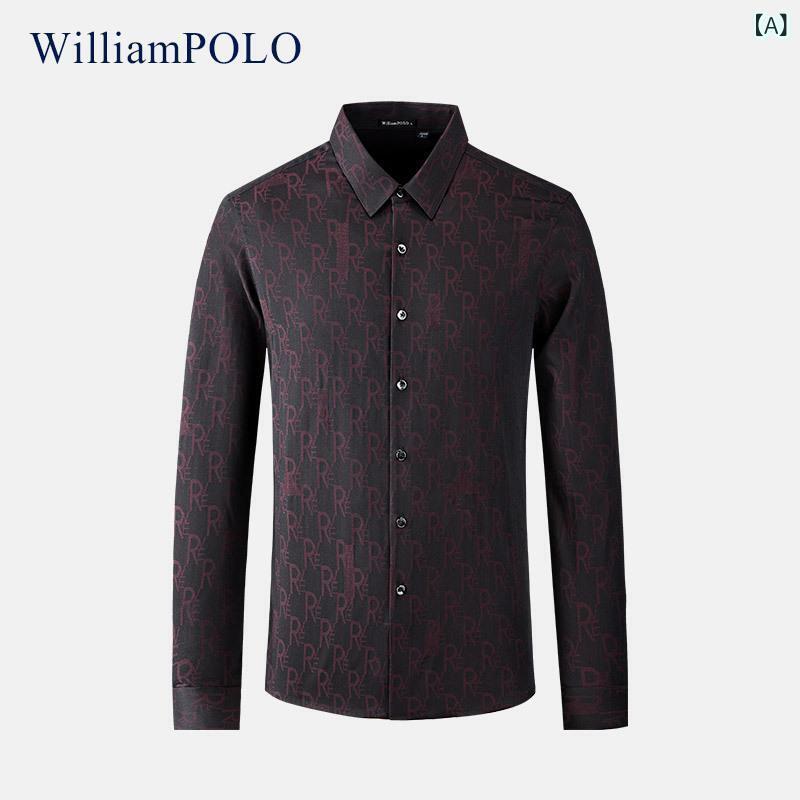 シャツ メンズ 長袖 ポロシャツ トップス コットン混紡 通気性 形態安定 ビジネス カジュアル 春秋 ダークレッド ブルー