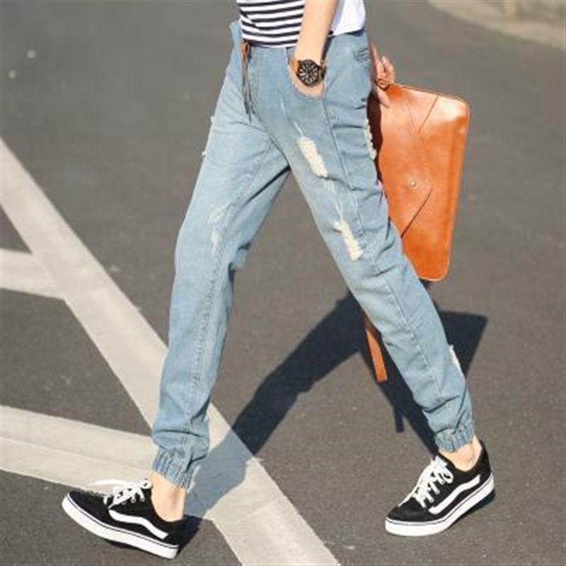 ジーンズ メンズ 9分丈 ジーパン デニムパンツ ストレッチ 伸縮性 ウエストゴム 裾絞り テーパード イージーパンツ ゆったり スリム カジュアル スタイル 春秋