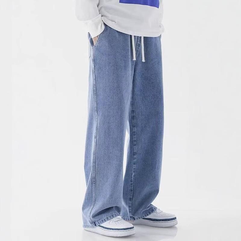 デニム メンズ デニムパンツ ジーンズ ワイド ストレート レトロ ウォッシュ加工 ブラック 黒 グレー ブルー ジーパン Gパン 長ズボン ロングパンツ 四季