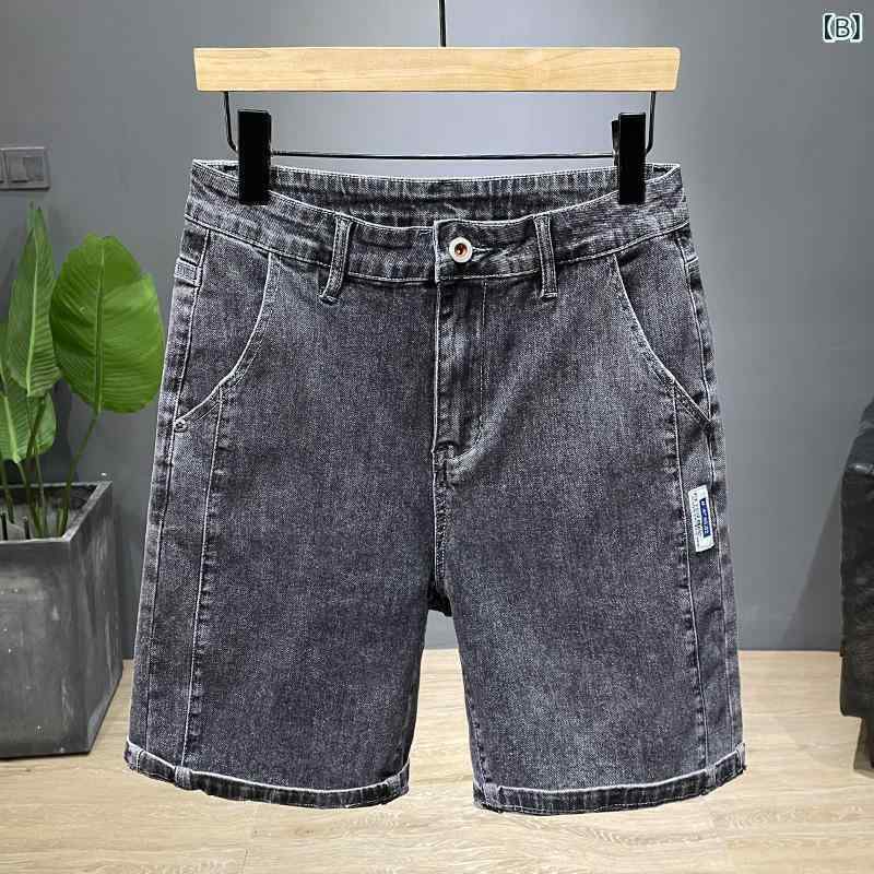 デニム メンズ デニムショートパンツ ダメージ加工 ストレート ハーフパンツ 5分丈 膝丈 短パン ブルージーンズ ジーパン ウォッシュ加工 カジュアル 普段使い