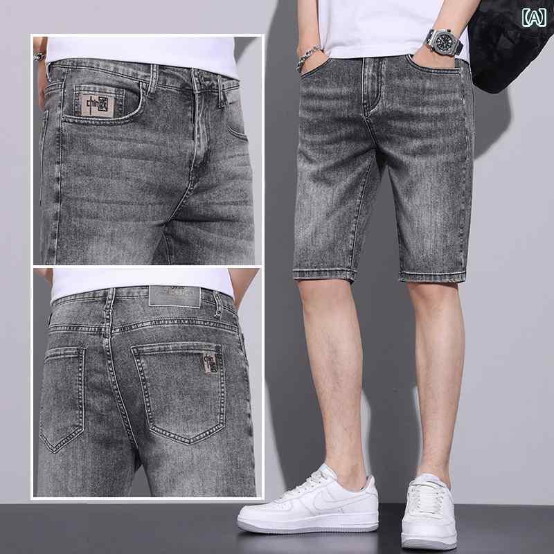 ハーフパンツ メンズ デニム ショートパンツ 韓国 カジュアル 5分丈 短パン ジーパン 伸縮性 普段使い