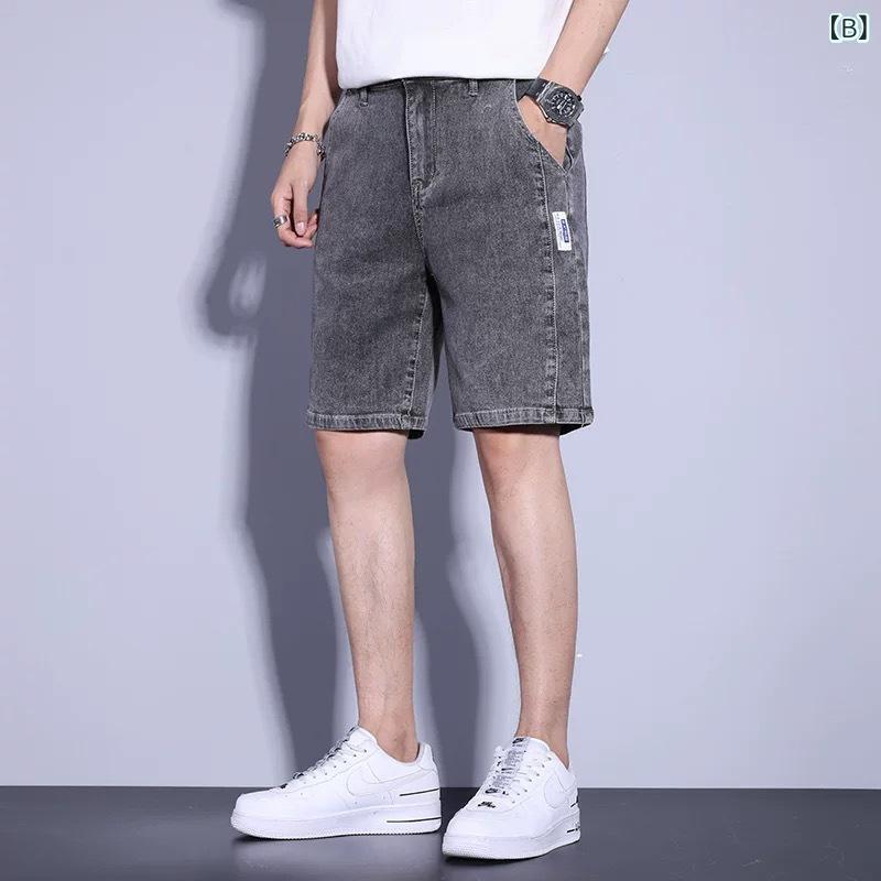 ハーフパンツ メンズ デニム ショートパンツ 韓国 カジュアル 5分丈 短パン ジーパン 伸縮性 普段使い