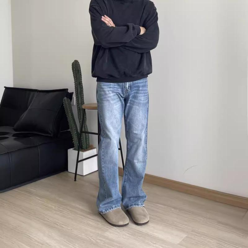 デニム メンズ ストレートジーンズ ウォッシュ加工 517風 ヴィンテージスタイル ジーパン カジュアルパンツ アメカジ 水色