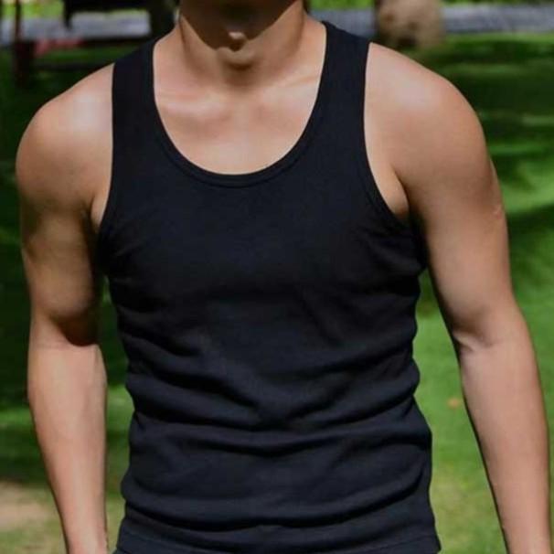 タンクトップ メンズ 男性用 無地 ランニング トレーニング ウェア ポリエステル 接触冷感 部屋着 ルームウェア スポーツ カジュアル 黒 ブラック 白 ホワイト