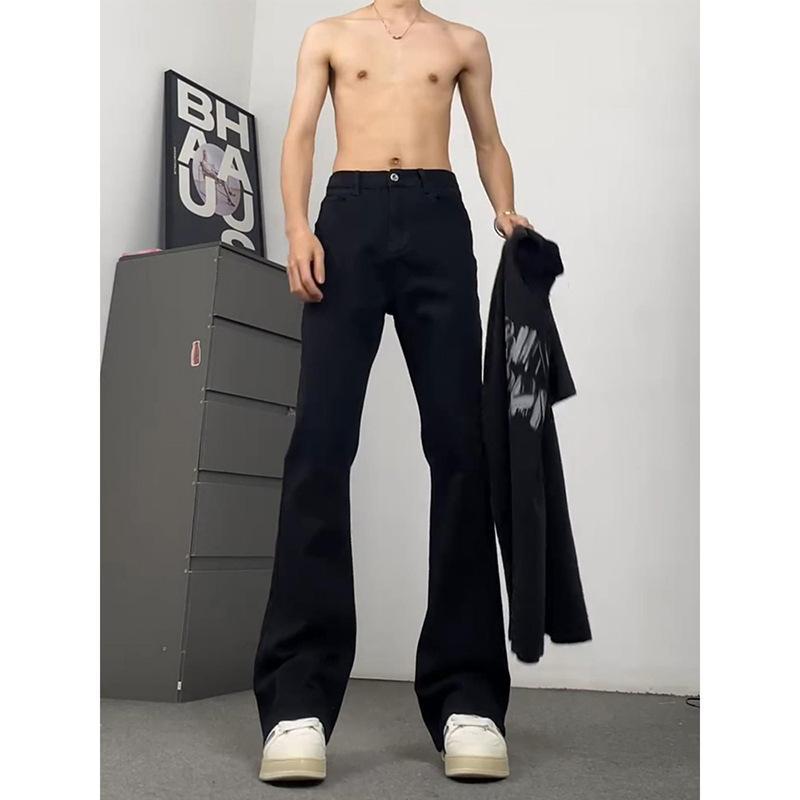 デニム メンズ 微フレアジーンズ パンツ 白 美脚 スタイルアップ カジュアル ボトムス ジーパン Gパン