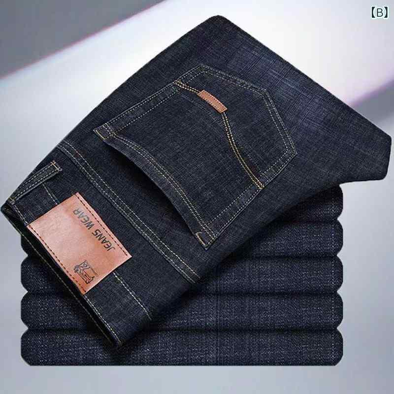 ジーンズ メンズ 男性用 デニムパンツ ジーパン ワークパンツ ストレート ゆったり 大きいサイズ ルーズフィット 高身長 伸縮性 ブルー ブラック