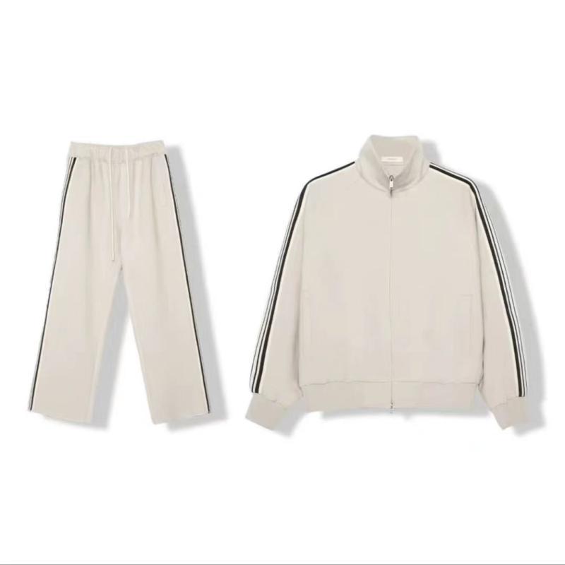 メンズ スウェット セットアップ 韓国 スポーティ カジュアル 上下セット 長袖 ズボン トップス パンツ 綿 紺色 ネイビー 白 オフホワイト