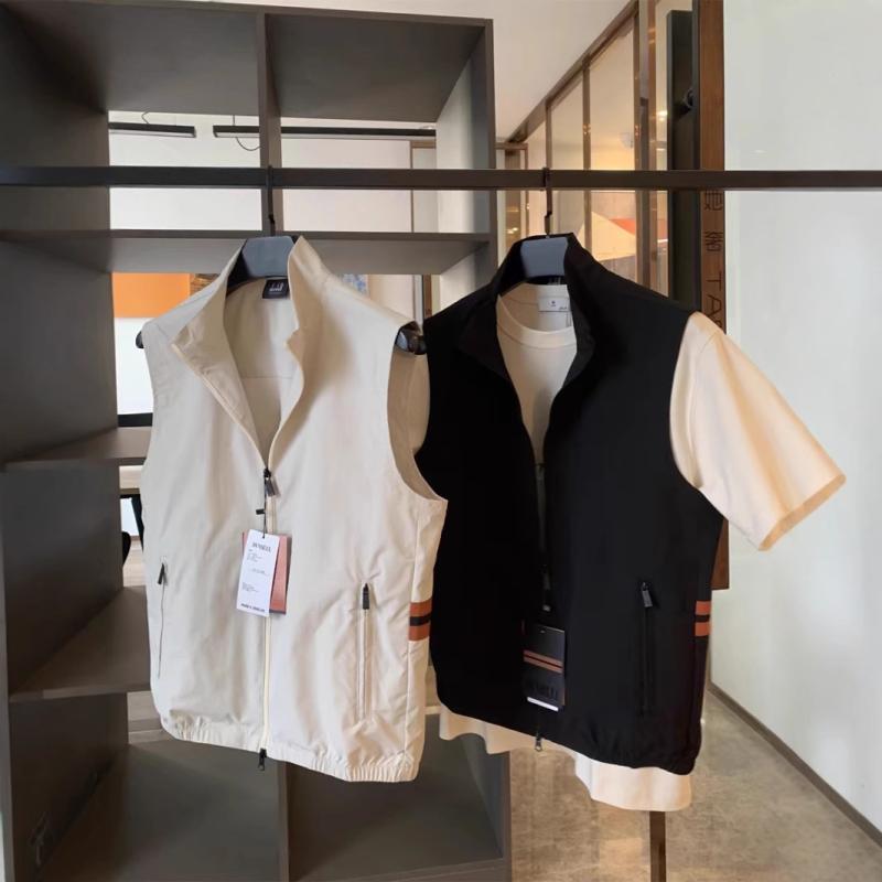 ベスト 男性用 スポーツウェア 高機能 ポリエステル 立襟 ダブルジップ 無地 ストレッチ 伸縮性 通気性 ホワイト ブラック(4)
