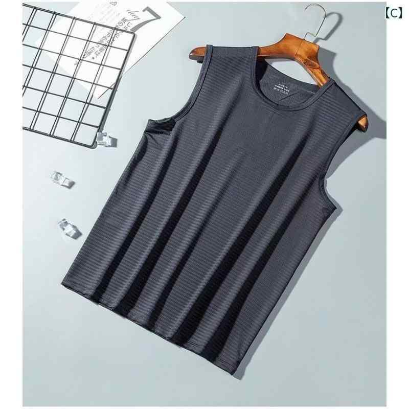 タンクトップ メンズ 男性用 接触冷感 薄手 スポーツ トップス ポリエステル ブラック ホワイト グレー