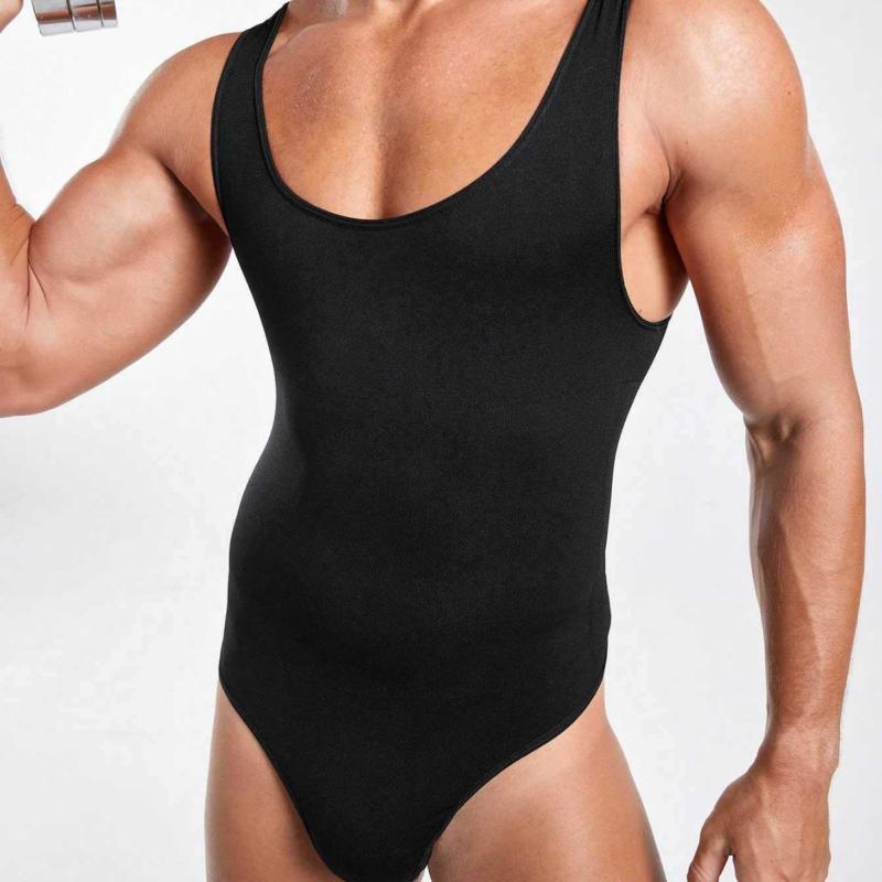 バレエ レオタード 男性用 大人 背中開き ノースリーブ ボディスーツ タイツ ウェア ジム 練習着 スポーツ ヨガ ストレッチ 黒