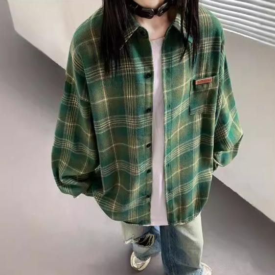 シャツ メンズ グラデーション 格子柄 長袖 ポリエステル繊維 トップス ライトアウター 普段使い