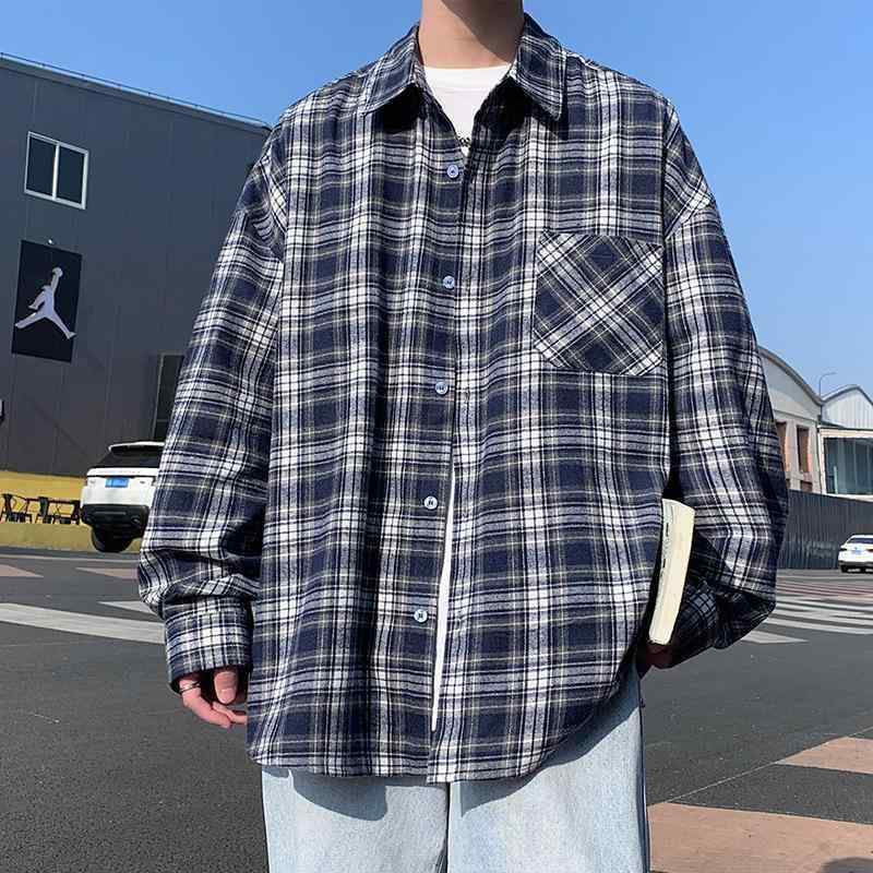 シャツ メンズ 長袖 格子柄 春秋 薄手 ネルシャツ カジュアル トップス 赤 黄色 紺色 黒