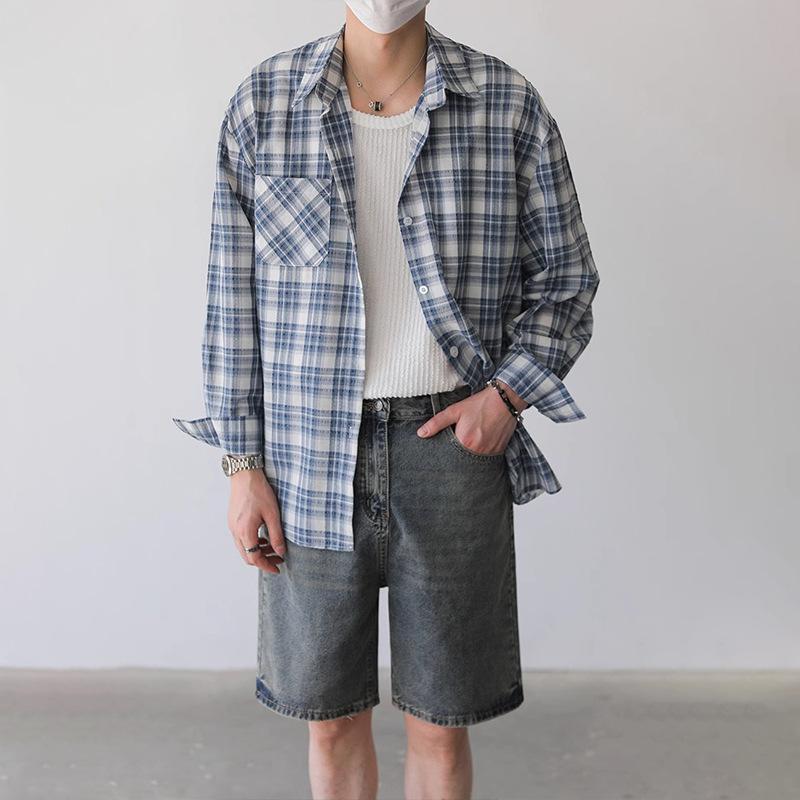 シャツ メンズ 格子柄 長袖 春秋物 ネルシャツ カジュアルシャツ トップス 普段使い 羽織り物 ブルー レッド グレー・スタイル: 韓国・対象年齢: 成人・対象: メンズ・カテゴリ: シャツ・袖丈: 長袖・柄: 格子柄・フィット: ゆったり・襟: 襟付き・・色: ブルー, レッド, グレー・サイズ: M, L, XL, XXL, XXXL・・シーズン: 四季・加工: 防しわ