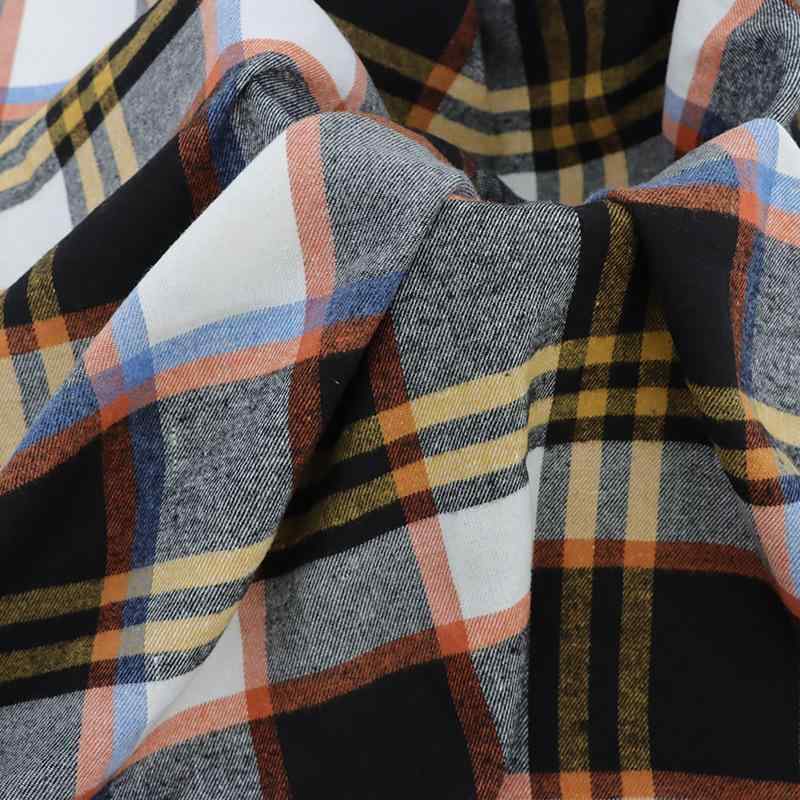 生地 秋冬 格子柄 磨き加工 ポリエステル 綿 色織り シャツ テーブルクロス クッション カバー インテ..