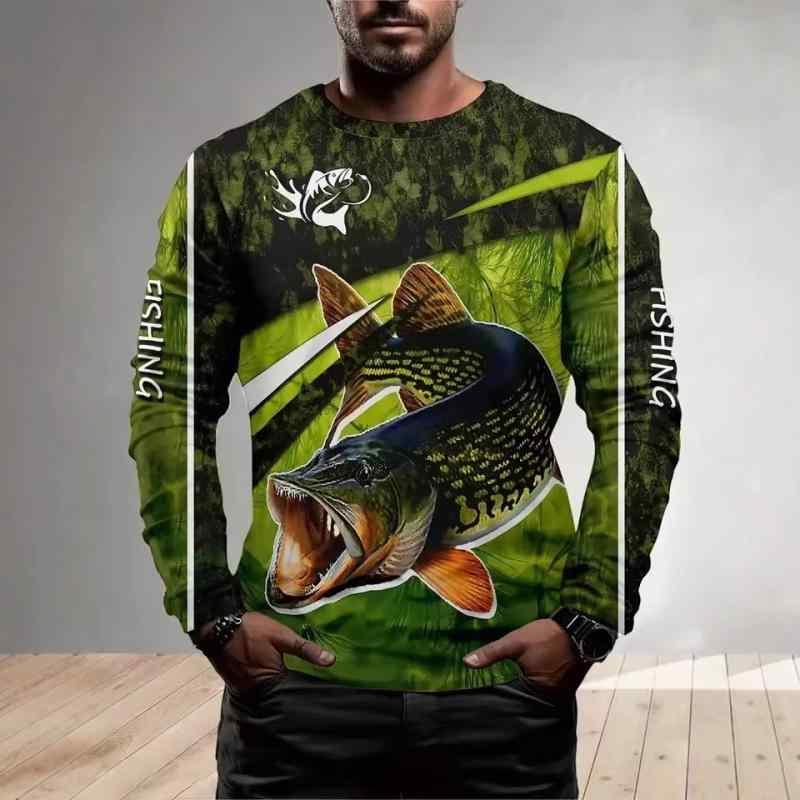 Tシャツ 男性用 長袖 スポーツ トップス 3Dプリント アウトドア 狩猟 キャンプ カジュアル 春秋 運動着..