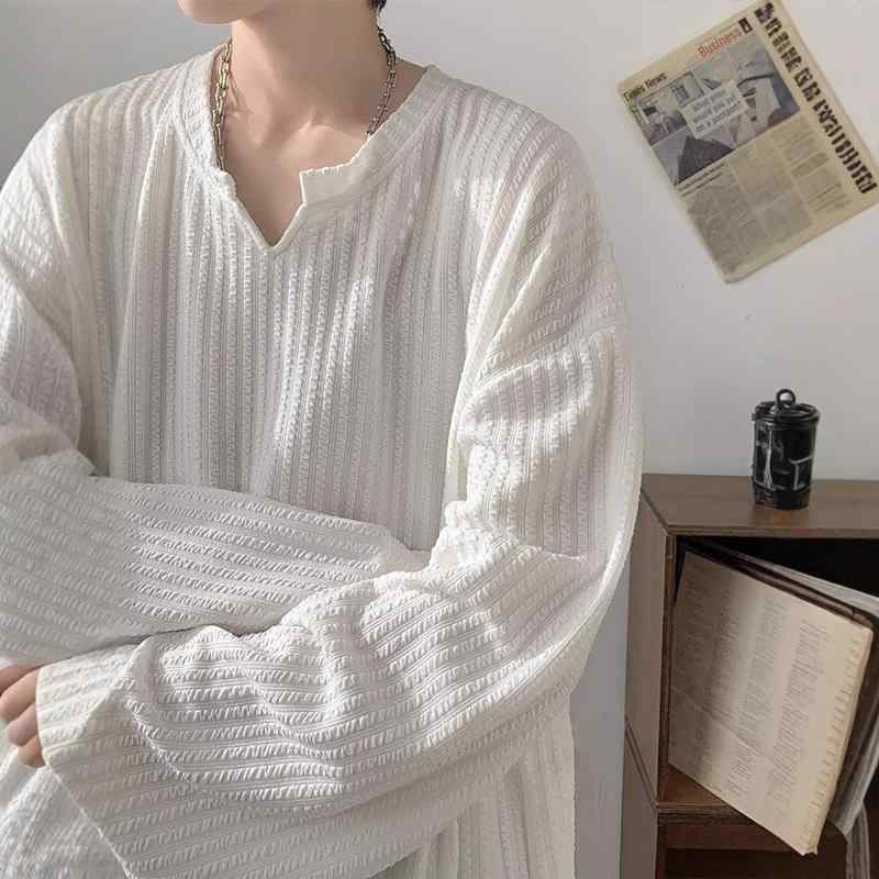 Tシャツ メンズ 長袖 ゆったり ポリエステル トップス カットソー 春秋 黒 白 グレー ドロップショルダ..