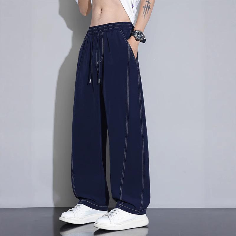 パンツ メンズ ズボン ゆったり ストレート ワイドレッグ プラスサイズ 男性用 カジュアルパンツ イージーパンツ 中厚手 無地 普段使い 大きいサイズ 炭黒 紺 杏色 コーヒー色