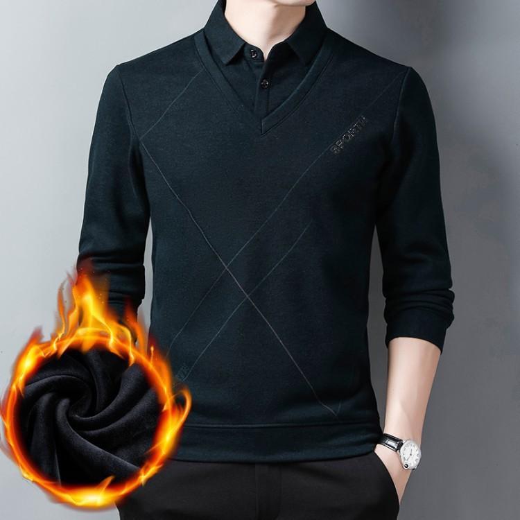 スウェット メンズ 秋冬 裏起毛 トレーナー 厚手 トップス 長袖 プルオーバー 暖かい カッターシャツ風..