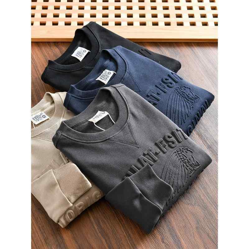 スウェット メンズ 男性用 コットン 長袖 プルオーバー ラウンドネック 立体圧花 普段使い 部屋着 秋物..