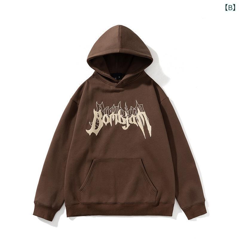 パーカー メンズ 男性用 スウェット プルオーバー 裏起毛 タオル刺繍 ロゴ 春秋 ルーズフィット 大きい..