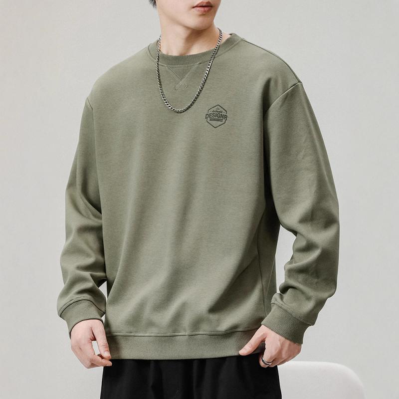 トレーナー メンズ 男性用 長袖Tシャツ プルオーバー スウェット トップス ラウンドネック プリント柄 コットン混紡 普段使い 秋冬 グリーン ブラック ホワイト 花柄 杏色 グレー ブラウン