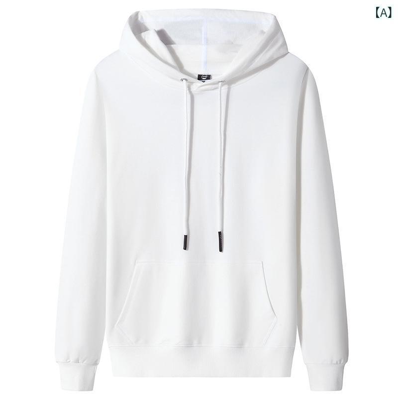 パーカー メンズ 中国風 長袖 スウェット 春秋物 トップス カットソー サイドポケット付き 白/カーキ/..