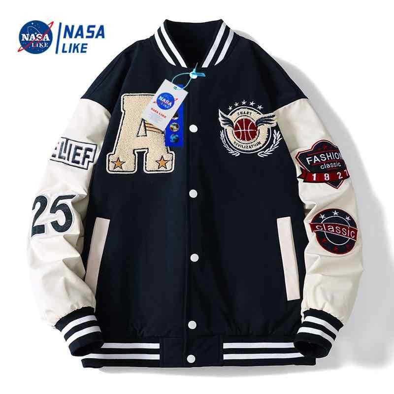 ジャケット メンズ 男性用 スタジャン 刺繍 春秋 アウター 野球服 ジャンパー 襟付き 宽松 高街スタイル ポリエステル 耐摩耗 防風 M L XL XXL XXXL ネイビー ブルー(4)