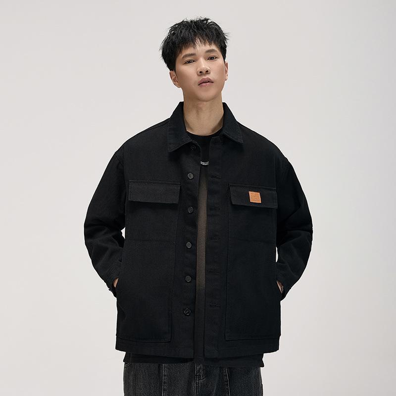 ジャケット メンズ 男性用 袋フラップ 配色 パッチワーク カジュアル 多ポケット ミラードカラー リラ..