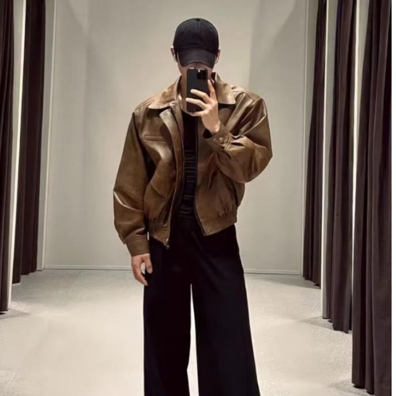 ジャケット 男性用 レザージャケット アメリカン レトロ バイク 高見え ミラード 配色 修身 cleanfit ..