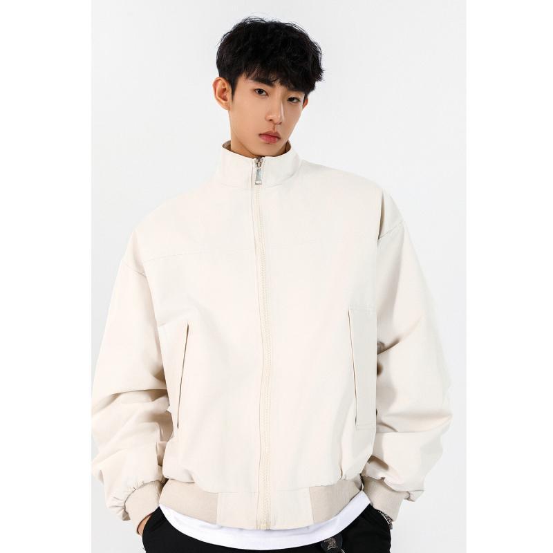 ジャケット メンズ ブルゾン ジャンパー スタンドカラー 耐摩耗性 春秋 アウター スポーティー 普段使い カジュアル スタイル 白 グレー 黒