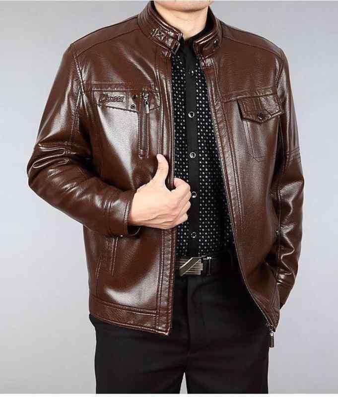 ジャケット メンズ レザー 秋冬 立ち襟 スリム フェイクレザー 羊革 ショート丈 アウター 赤茶 黒茶