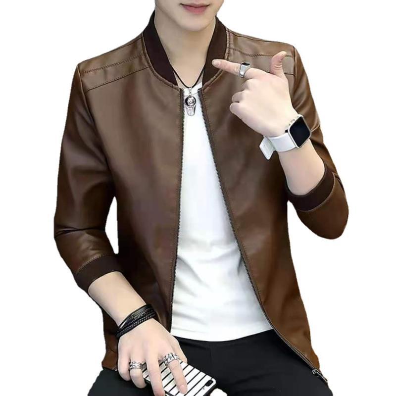 ジャケット 男性用 レザー ブルゾン トップス 秋冬 合皮 無地 長袖 M L XL XXL XXXL XXXXL ブラック ブルー ワインレッド コーヒー 普段使い