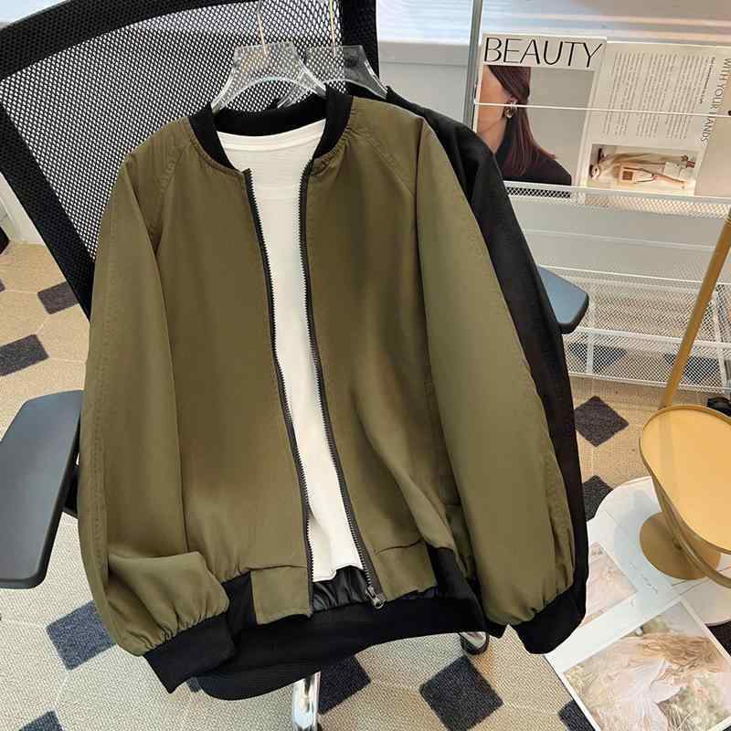 ジャケット メンズ 男性用 レトロ スタンドカラー 野球 春秋 宽松 ゆったり 大きいサイズ 配色 ブラック 黒 軍緑