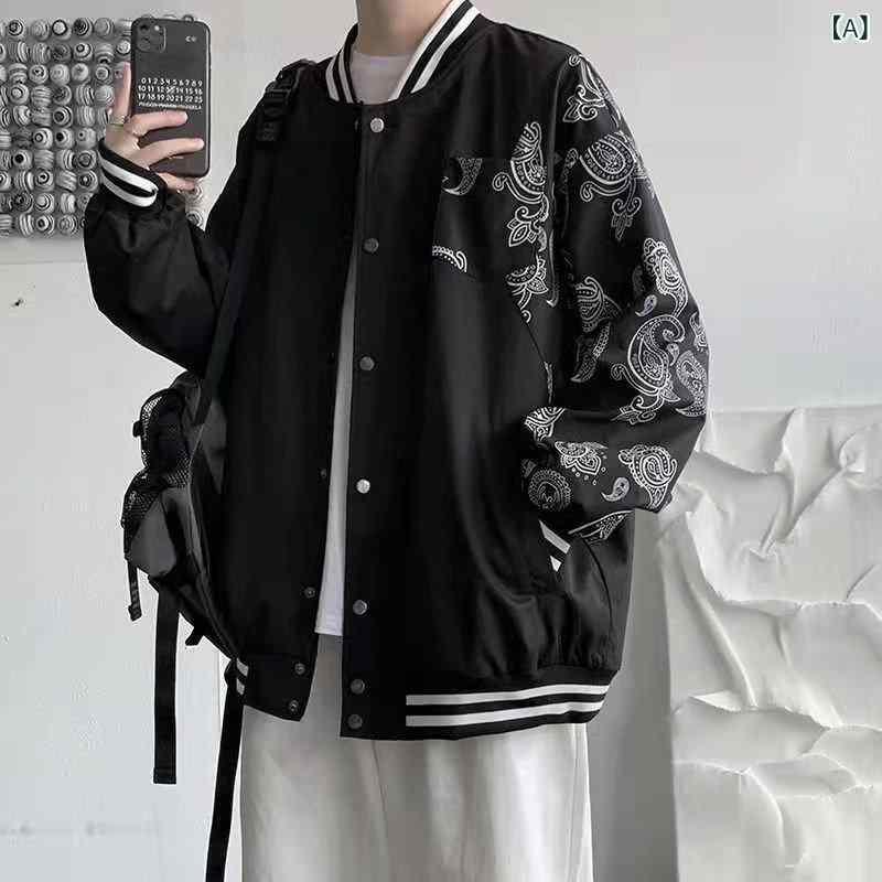 ジャケット メンズ 男性用 スタジャン ブルゾン 秋冬 ピーナッツ柄 配色 ゆったりシルエット カジュアル ブラック ホワイト