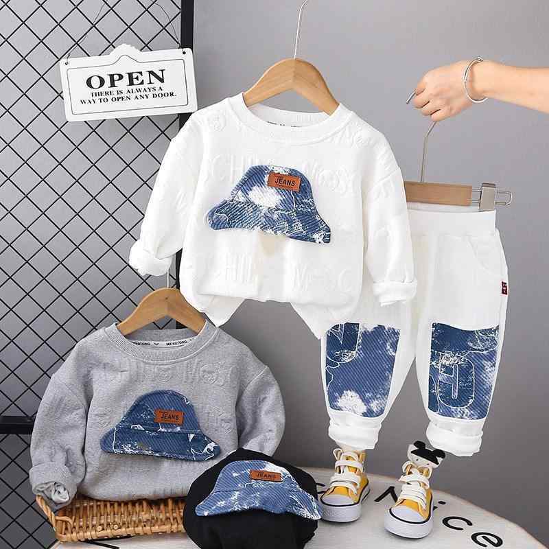 キッズ 長袖Tシャツ パンツ 上下セット ベビー 男の子 総柄プリント コットン 2点セット 80cm 90cm 100cm 110cm 120cm 春秋