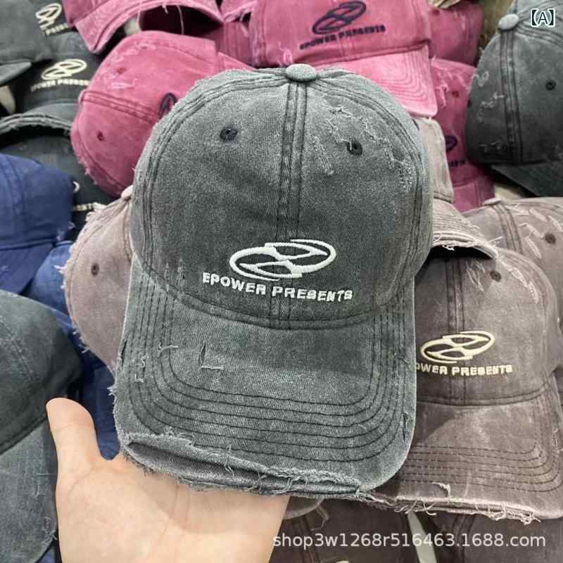 野球帽 メンズ ダメージ加工 キャップ ウォッシュドブラック グレー 刺繡 英字ロゴ 日よけ UVカット 紫外線対策 秋冬 ストリート スポーティー(x2)