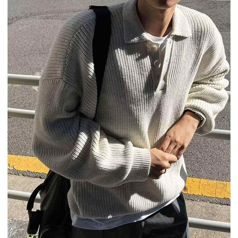 ニット メンズ ニットトップス Poloネック 長袖 プルオーバー 秋冬 柔らかい タッチ ブラック ホワイト カーキ