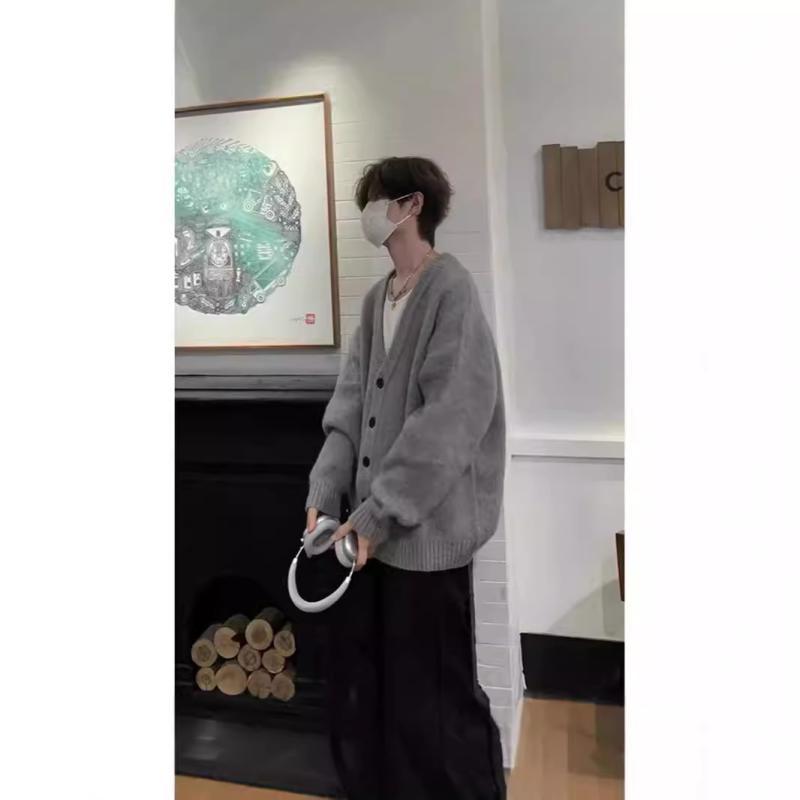 ニット カーディガン メンズ Vネック ニットセーター 秋冬 リラックスフィット ゆったり 普段使い トッ..