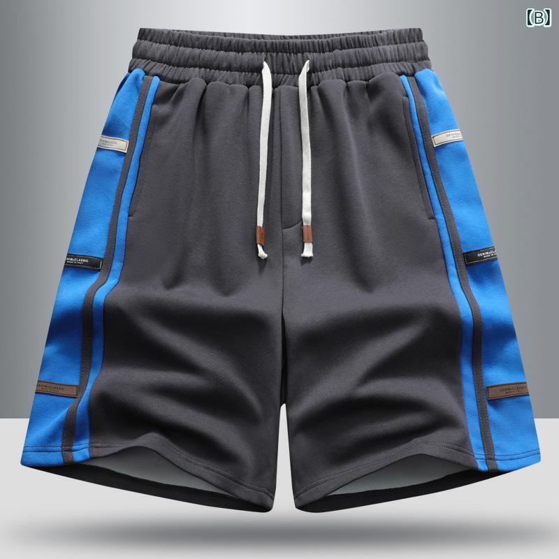 短パン メンズ ハーフパンツ コットン 混紡 スポーツ カジュアルパンツ ストリート 韓国 イージーパンツ 無地 春秋 ホワイト ブラック グレー