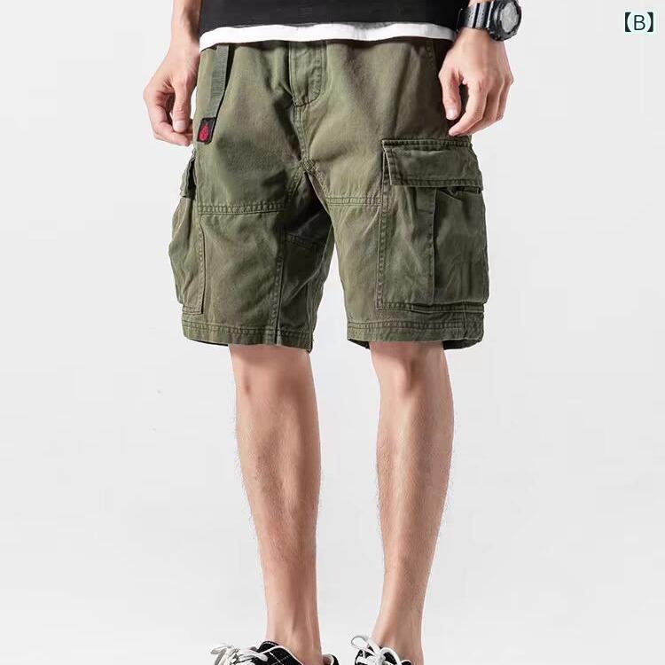 パンツ メンズ 男性用 カーゴパンツ ワークパンツ ショートパンツ ハーフパンツ 5分丈パンツ ミリタリーパンツ ゆったり 大きめサイズ ポケット 普段使い