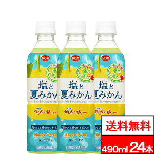 【 送料無料 】【 1ケース 】えひめ飲料 POM 塩と夏みかん 490ml 24本 水分補給 熱中症対策 ナトリウム 甘さ控えめ 伯方の塩 国産夏みかん 柑橘 清涼飲料水