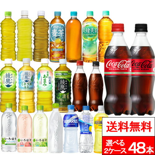 Rocchetta - 【 全国配送対応 】【 送料無料 】【 コカ・コーラ 】選べる2種類 24本×2箱（計48本）いろはす 綾鷹 やかんの麦茶 爽健美茶 アクエリアス 炭酸飲料 お茶飲料 スポーツドリンク スポーツ飲料 ラベルレス飲料 エコ コカコーラ coca